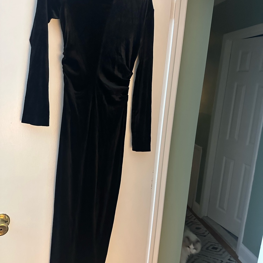 Zara Black Ruched Wrap Long Sleeve Dress